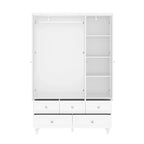 70.9H Family Wardrobe/Armoire/Closet with Mirror Doors White Lacquer