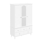 70.9H Family Wardrobe/Armoire/Closet with Mirror Doors White Lacquer