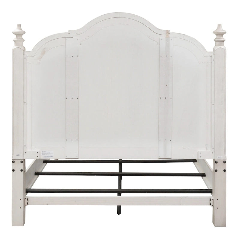 Farmhouse Reimagined Antique White with Chestnut King Poster Bed