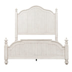 Farmhouse Reimagined Antique White with Chestnut King Poster Bed