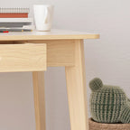 Timechee Beige Wooden Computer Desk, 47 Writing Desk with 2 Drawers