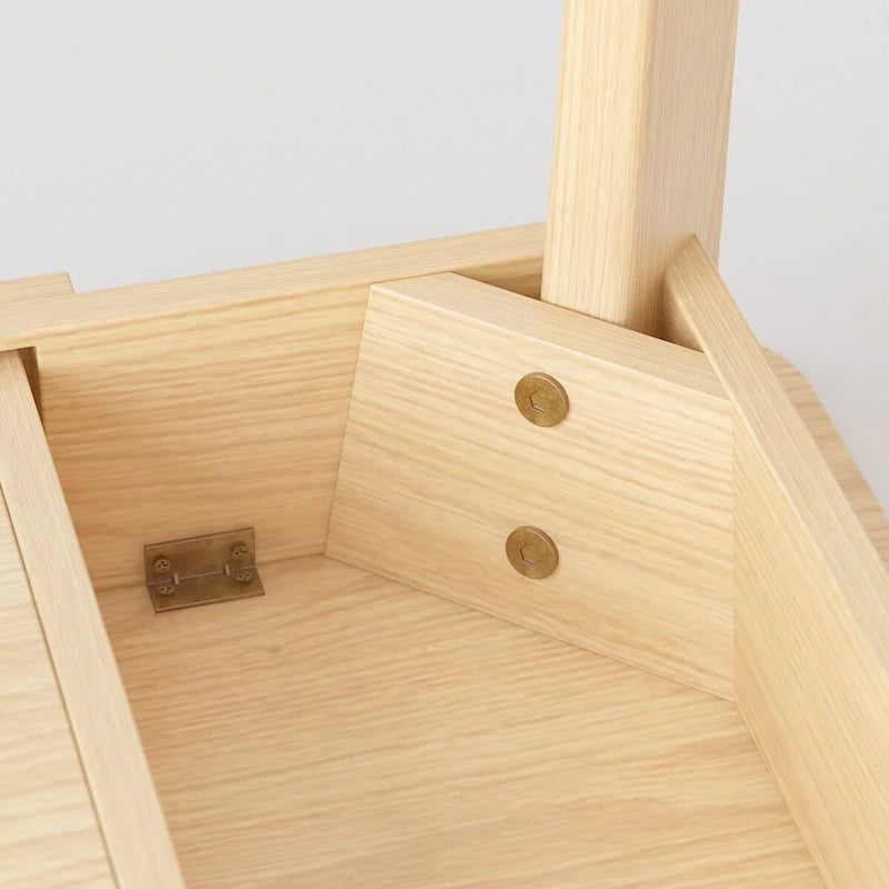 Timechee Beige Wooden Computer Desk, 47 Writing Desk with 2 Drawers