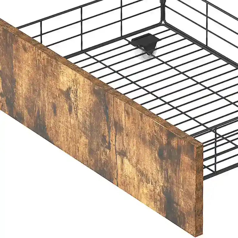 Moasis Storage Platform Bed Frame with Power Outlets and 4 Storage Drawers