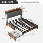 Moasis Storage Platform Bed Frame with Power Outlets and 4 Storage Drawers