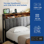 Moasis Storage Platform Bed Frame with Power Outlets and 4 Storage Drawers