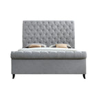 Pietro Gray Fabric Upholstered Tufted Sleigh Platform Bed