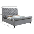 Pietro Gray Fabric Upholstered Tufted Sleigh Platform Bed