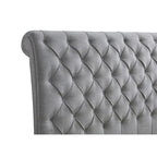 Pietro Gray Fabric Upholstered Tufted Sleigh Platform Bed