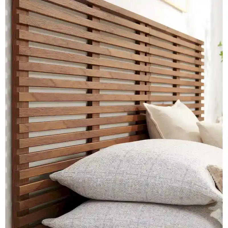 Vidalia Mid-century Modern Walnut Wooden Floating King Size Headboard