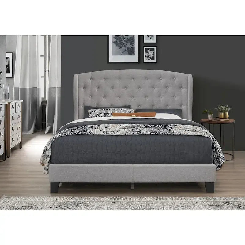 Samuel Upholstered Wingback Platform Bed