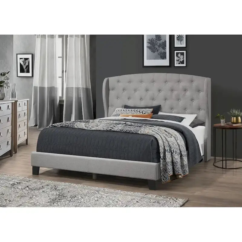 Samuel Upholstered Wingback Platform Bed