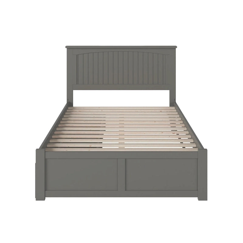 Nantucket Full Platform Bed with Footboard and 2 Bed Drawers in Grey