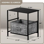 2 Drawer Nightstand Dresser Organizer Steel Frame Wood Top Fabric Bins