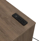 DH BASIC Modern Chestnut Brown 1-Drawer Nightstand with Charging Station and Hidden Storage by Denhour