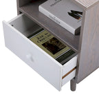 Wooden Nightstand with Drawer and Open Storage compartment ,Set of 2,Gray