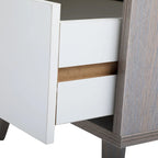 Wooden Nightstand with Drawer and Open Storage compartment ,Set of 2,Gray