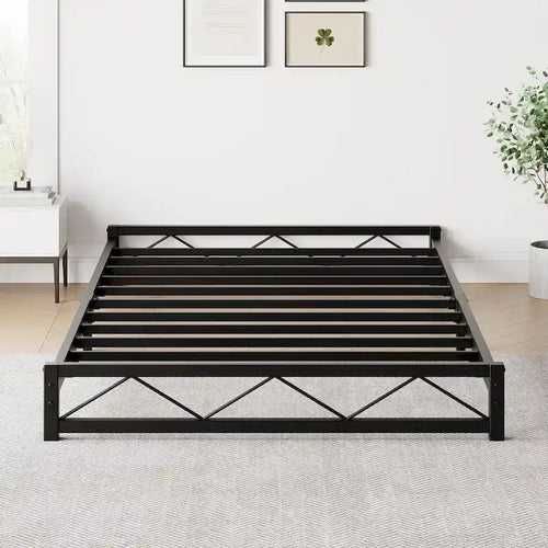6 Inch Metal Platform Bed Frame with Wavy Pattern