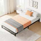6 Inch Metal Platform Bed Frame with Wavy Pattern