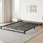 6 Inch Metal Platform Bed Frame with Wavy Pattern