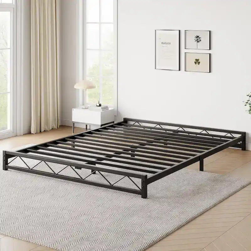6 Inch Metal Platform Bed Frame with Wavy Pattern