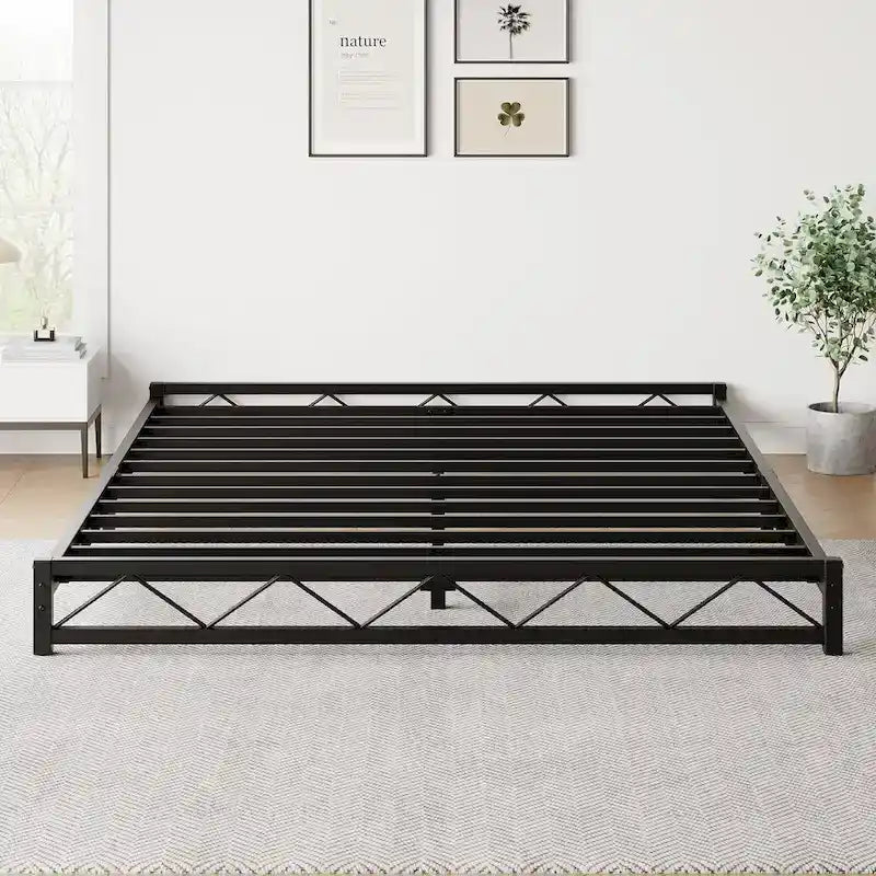 6 Inch Metal Platform Bed Frame with Wavy Pattern