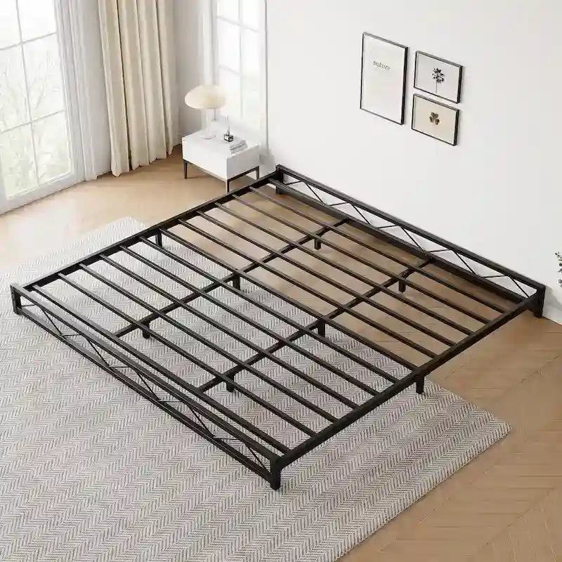 6 Inch Metal Platform Bed Frame with Wavy Pattern