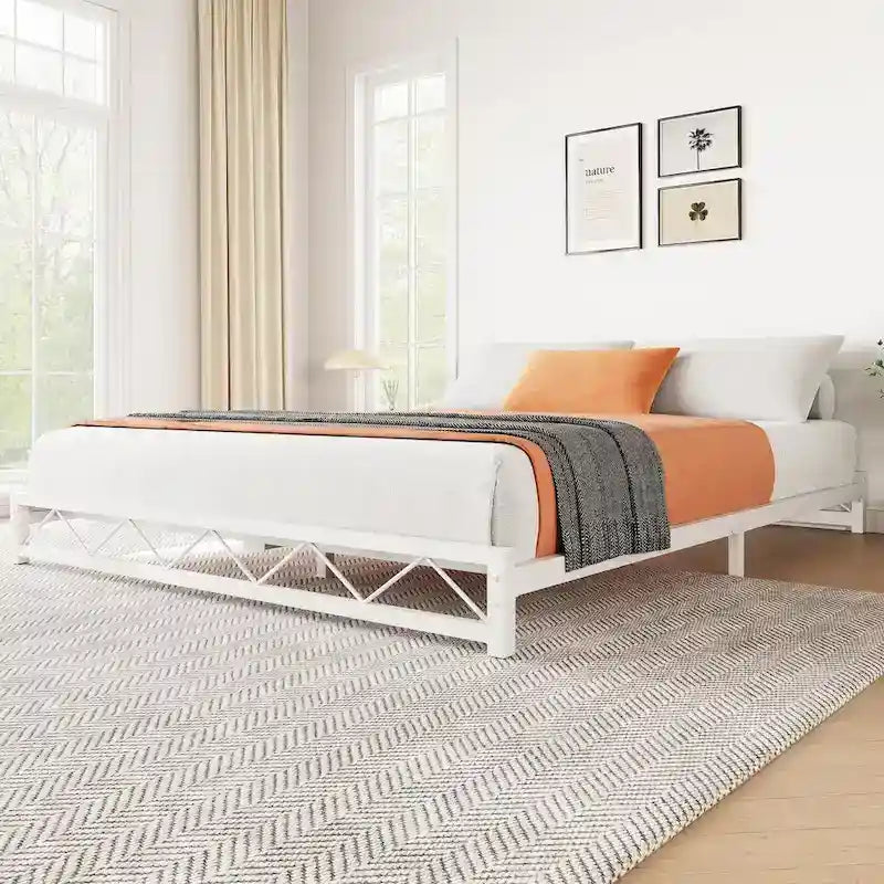 6 Inch Metal Platform Bed Frame with Wavy Pattern