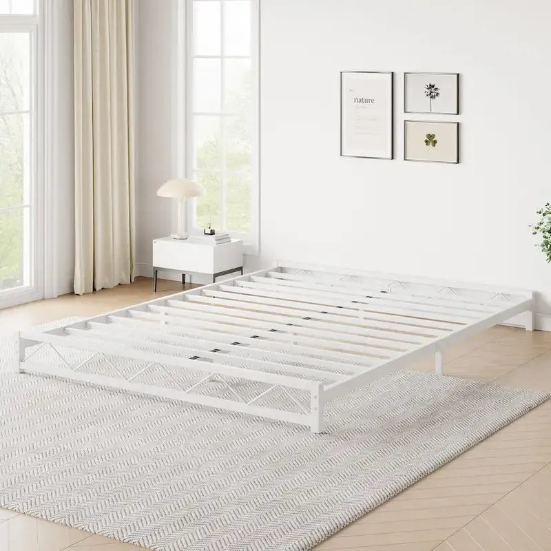 6 Inch Metal Platform Bed Frame with Wavy Pattern