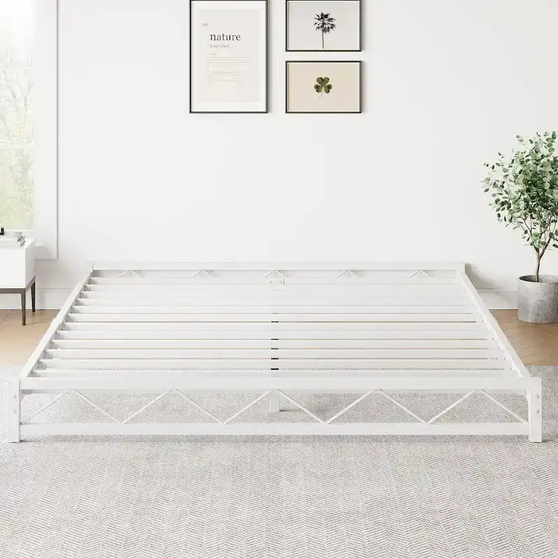 6 Inch Metal Platform Bed Frame with Wavy Pattern