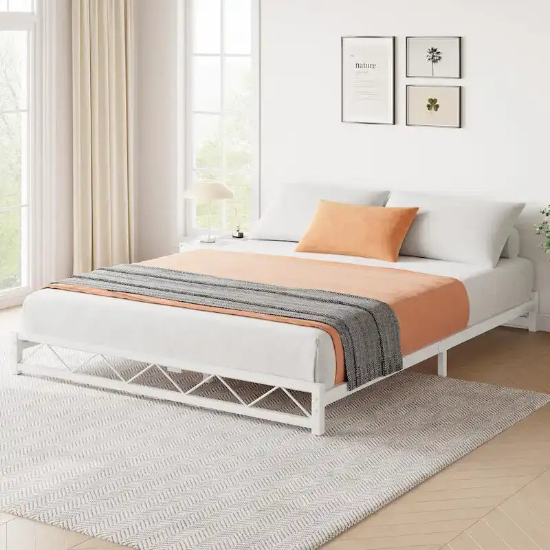 6 Inch Metal Platform Bed Frame with Wavy Pattern
