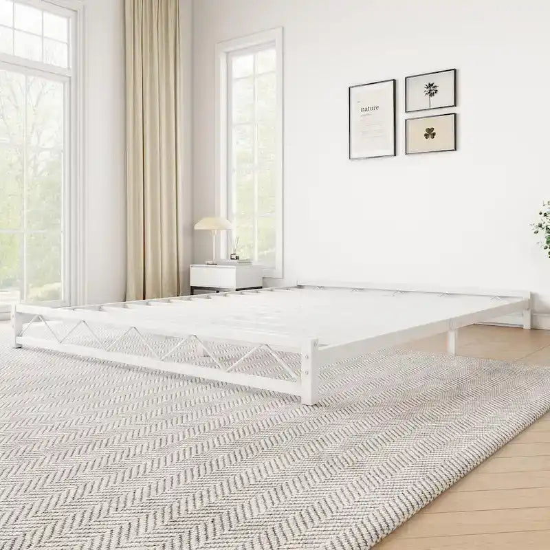 6 Inch Metal Platform Bed Frame with Wavy Pattern