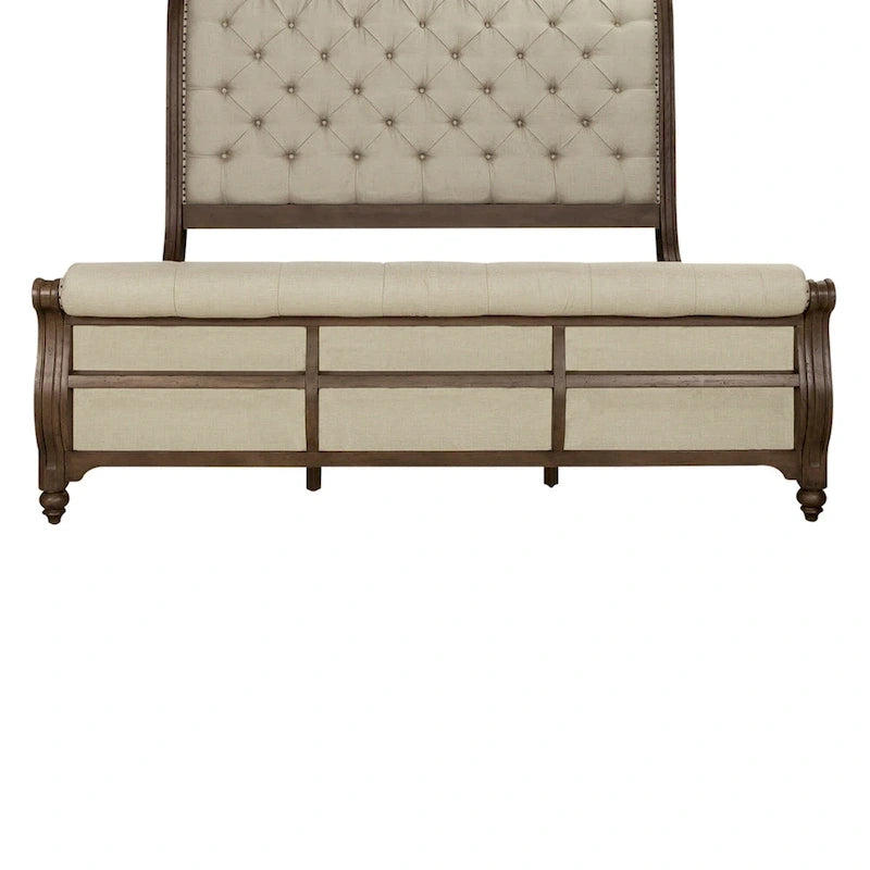 Americana Farmhouse Dusty Taupe King Sleigh Bed