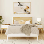 Plank and Beam Platform Panel Headboard Full-Size Bed