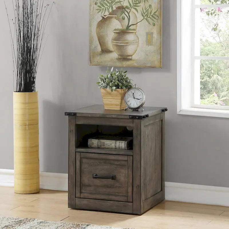 Bridgevine Home Storehouse One Drawer File, Smoked Grey Finish