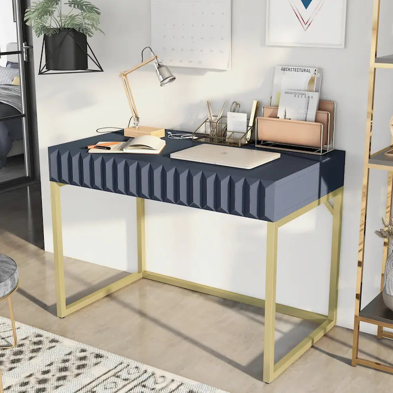Bird Modern 42-inch Metal Computer Desk with USBs by Furniture of America