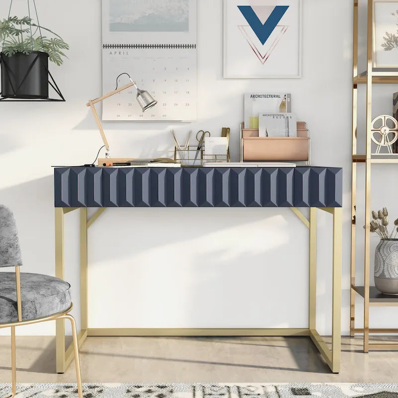 Bird Modern 42-inch Metal Computer Desk with USBs by Furniture of America