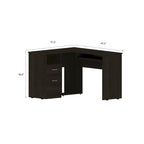 TUHOME Mix L-Shaped Desk with Open Shelving, 2 Drawers, and a Retractable Keyboard