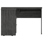 TUHOME Mix L-Shaped Desk with Open Shelving, 2 Drawers, and a Retractable Keyboard