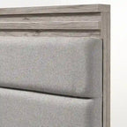 Roundhill Furniture Alvear Upholstered Wood Wallbed Bed with White LED Lights, 2 Nightstands, Weathered Gray
