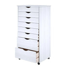 Adeptus Original Roll Cart, Solid Wood, 6 Plus 2 Drawer Extra Wide Roll Cart, White