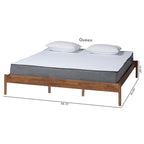 Agatis Mid-Century Modern Ash Walnut Finished Wood Queen Size Bed Frame