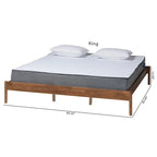 Agatis Mid-Century Modern Ash Walnut Finished Wood Queen Size Bed Frame