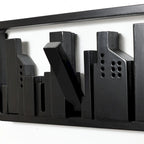 Black Wood 4-Hook Wall-Mounted Coat and Towel Rack - 22.3 Wide