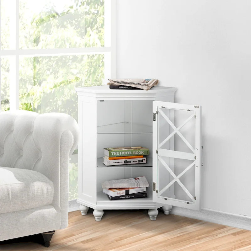 Teamson Home Blue Ridge Corner Wooden Floor Accent Cabinet