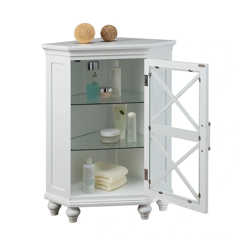 Teamson Home Blue Ridge Corner Wooden Floor Accent Cabinet