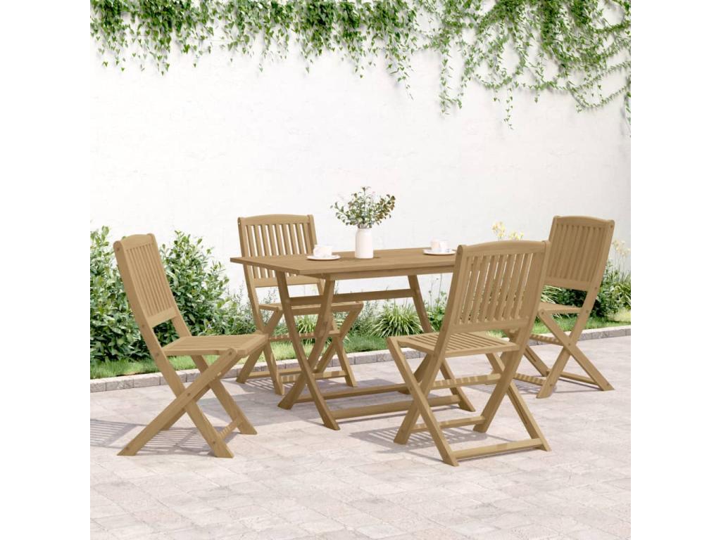 5-Piece Garden Dining Set, Solid Wood Furniture
