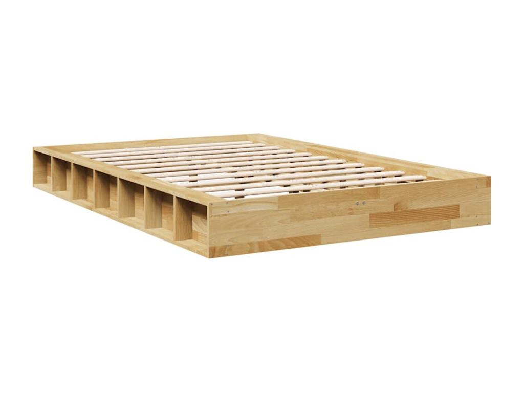 Bed frame without mattress, 120x190 cm, solid oak wood