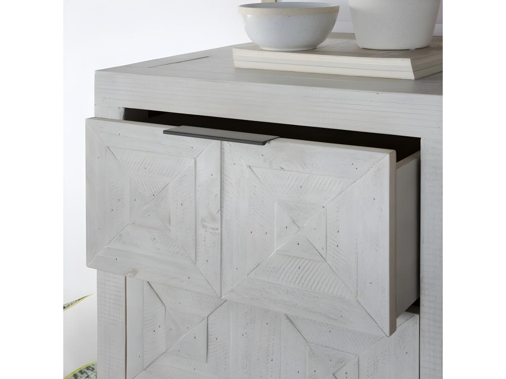 Laviecasa white araucaria wood chest of drawers 58x114 FOZN95924