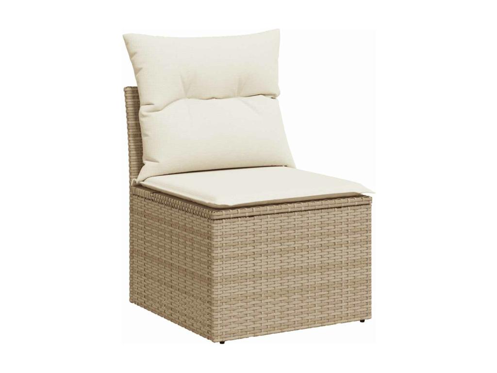 9-piece beige resin wicker garden furniture set with cushions by Meublori