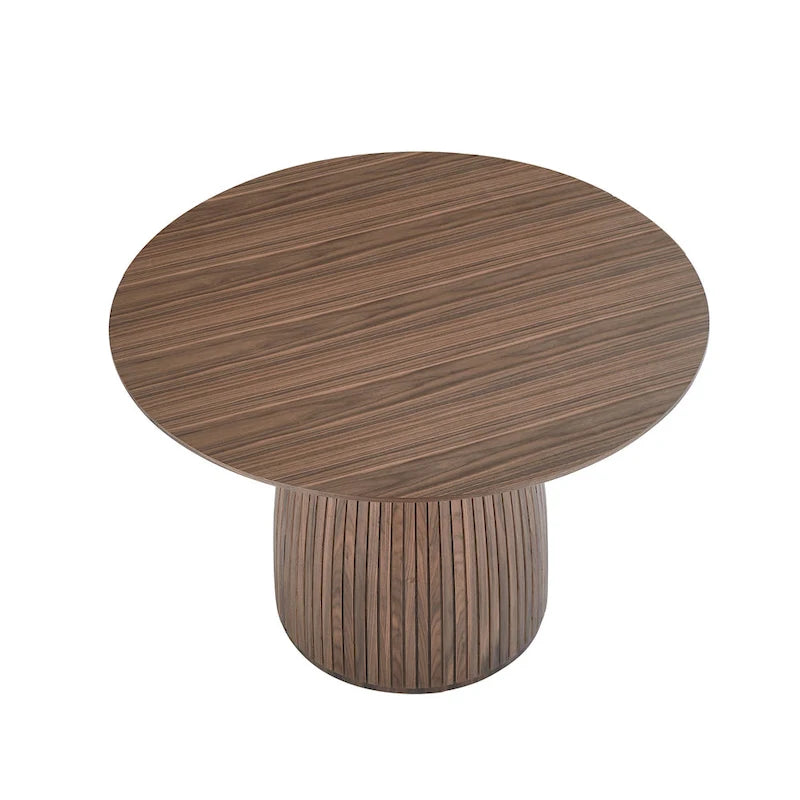 47,24 inch Dining Table for Dining Room 4-6 People Round Dinner Tables Mid-Century Modern Table with Wood Walnut